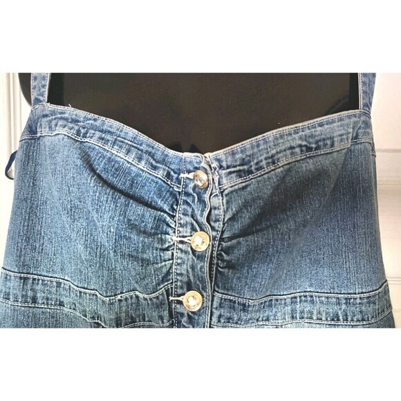 Americana Blues Denim Halter Overalls Shorts Size 20 Jean Romper Jumpsuit New - Picture 8 of 8
